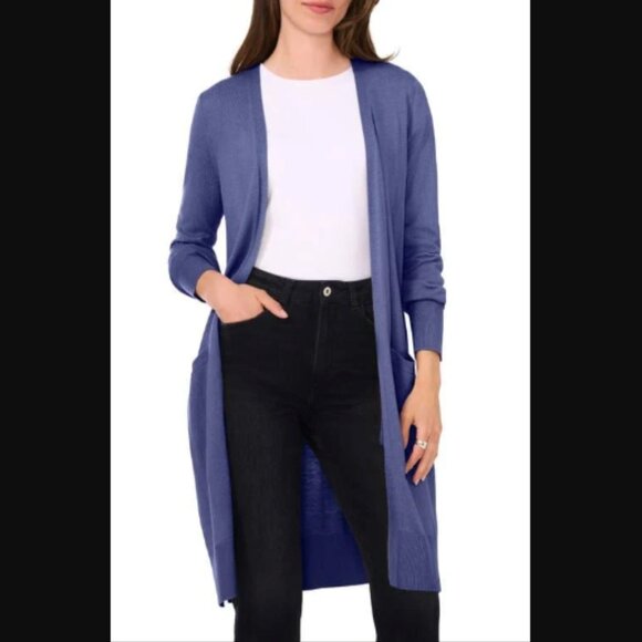 Halogen Sweaters - Nordstrom Halogen Navy Open Front Longline Cardigan Cashmere Blend Size XL